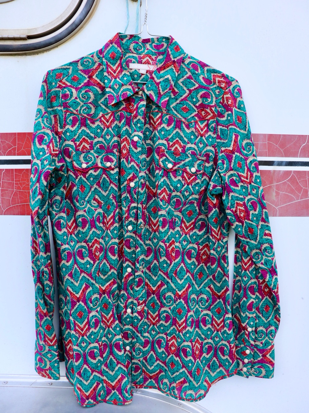 Tin Haul Turquoise, Pink & Red Aztec Print Western Shirt